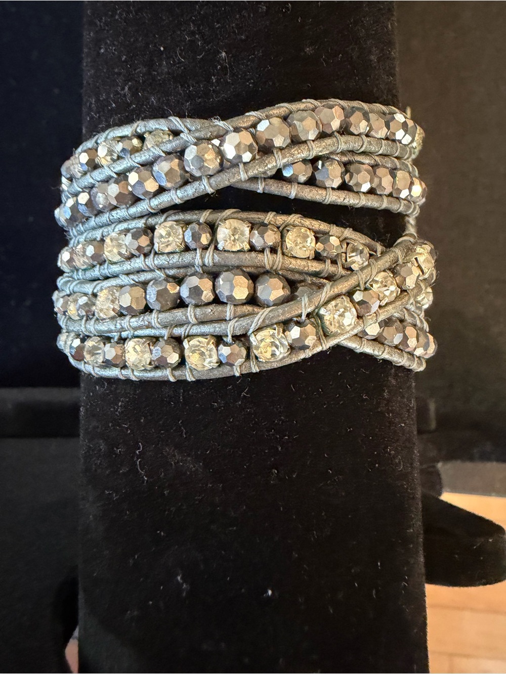 Nakamol Gray + Silver Beaded Wrap Bracelet